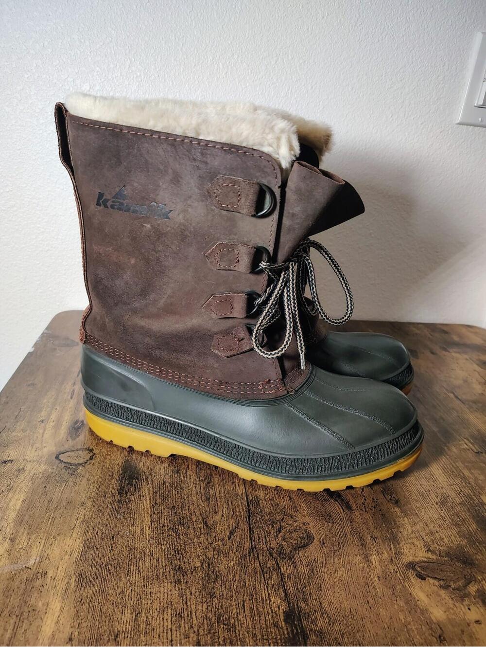 KAMIK KW2000 Men's Insulated Boots Waterproof sz 10 brown suede Brown Duck